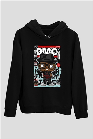 Dj Run DMC Baskılı Unisex Siyah Hoodie