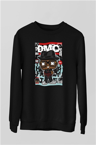 Dj Run DMC Baskılı Unisex Siyah Sweatshirt