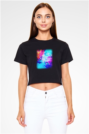 DJ Siyah Crop Top Tişört