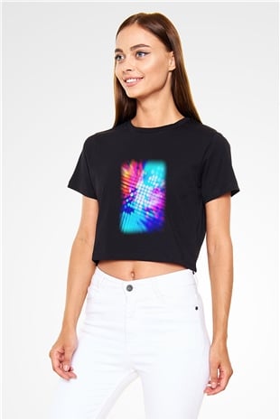 DJ Siyah Crop Top Tişört