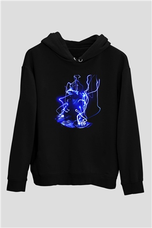 DJ Siyah Unisex Kapşonlu Sweatshirt