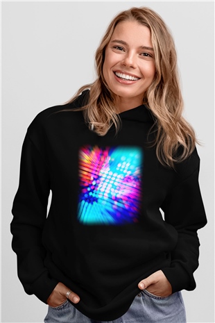 DJ Siyah Unisex Kapşonlu Sweatshirt