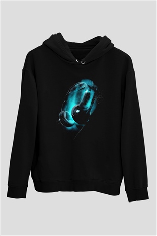 DJ Siyah Unisex Kapşonlu Sweatshirt