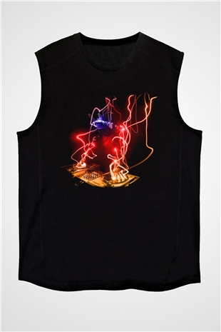 DJ Siyah Unisex Kolsuz Tişört