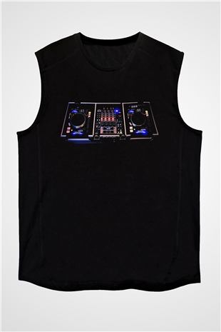DJ Siyah Unisex Kolsuz Tişört