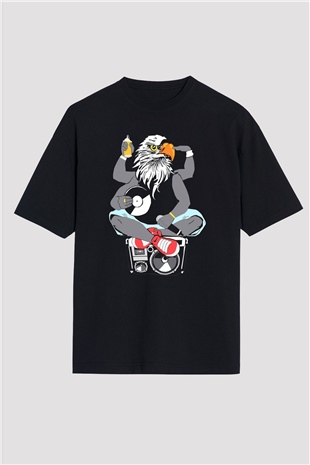 DJ Siyah Unisex Oversize Tişört T-Shirt