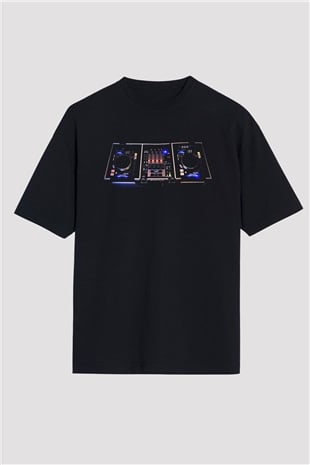 DJ Siyah Unisex Oversize Tişört T-Shirt