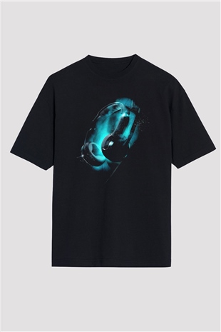 DJ Siyah Unisex Oversize Tişört T-Shirt