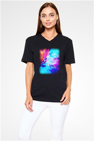 DJ Siyah Unisex V Yaka Tişört T-Shirt