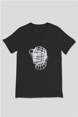 DJ Siyah Unisex V Yaka Tişört T-Shirt