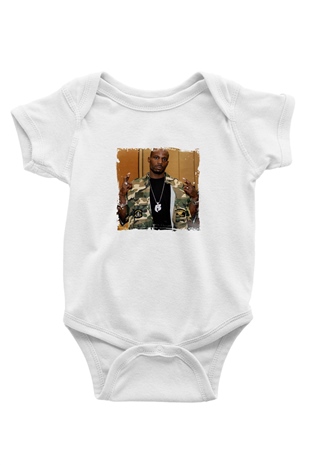 DMX Baskılı Unisex Beyaz Bebek Body - Zıbın