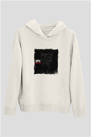 DMX Baskılı Unisex Beyaz Kapüşonlu Sweatshirt