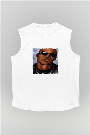 DMX Baskılı Unisex Beyaz Kolsuz Tişört