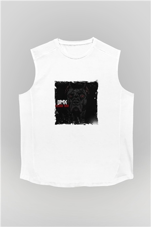 DMX Baskılı Unisex Beyaz Kolsuz Tişört