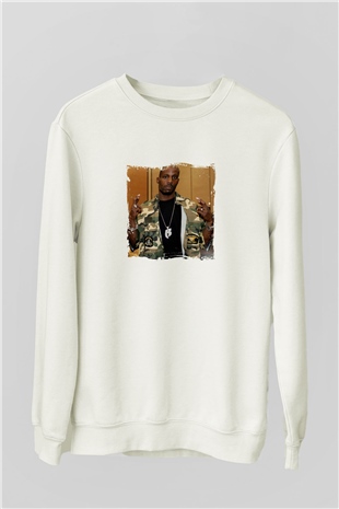DMX Baskılı Unisex Beyaz Sweatshirt