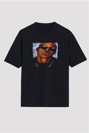 DMX Baskılı Unisex Oversize Siyah Tişört