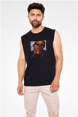 DMX Baskılı Unisex Siyah Kolsuz Tişört