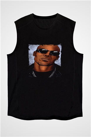 DMX Baskılı Unisex Siyah Kolsuz Tişört