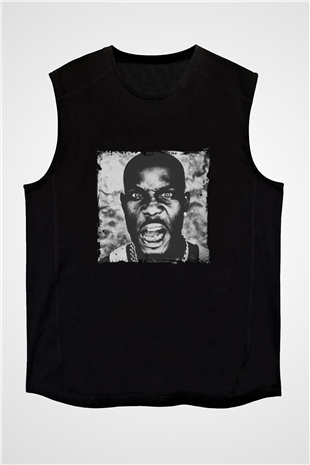 DMX Baskılı Unisex Siyah Kolsuz Tişört