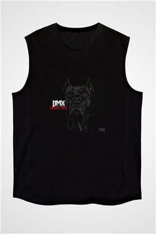 DMX Baskılı Unisex Siyah Kolsuz Tişört