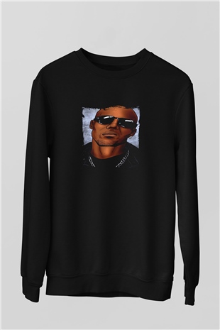 DMX Baskılı Unisex Siyah Sweatshirt