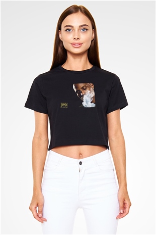 DMX Siyah  Crop Top Tişört