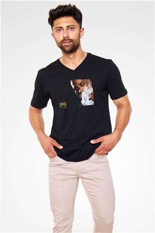 DMX Siyah Unisex V Yaka Tişört