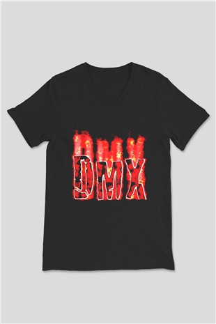 DMX Siyah Unisex V Yaka Tişört T-Shirt