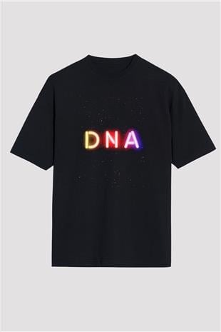 DNA Yazı Neon Baskılı Unisex Oversize Tişört - Tshirt
