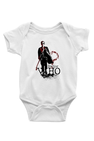 Doctor Who Baskılı Beyaz Unisex Bebek Body - Zıbın