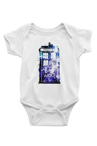 Doctor Who Baskılı Beyaz Unisex Bebek Body - Zıbın