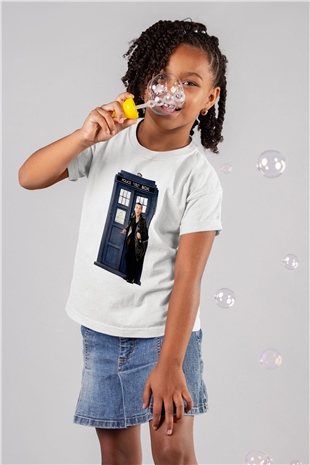 Doctor Who Baskılı Beyaz Unisex Çocuk Tişört