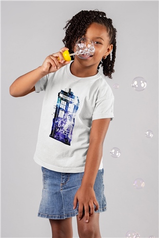 Doctor Who Baskılı Beyaz Unisex Çocuk Tişört