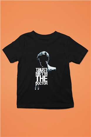 Doctor Who Baskılı Siyah Unisex Çocuk Tişört