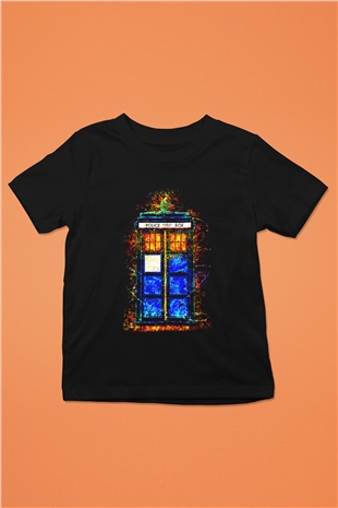 Doctor Who Baskılı Siyah Unisex Çocuk Tişört