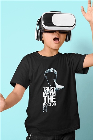 Doctor Who Baskılı Siyah Unisex Çocuk Tişört