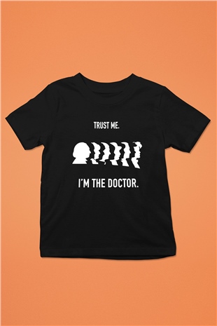 Doctor Who Baskılı Siyah Unisex Çocuk Tişört