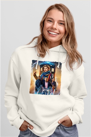 Doctor Who Beyaz Unisex Hoodie