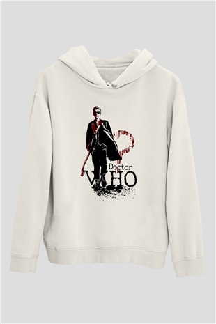 Doctor Who Beyaz Unisex Kapşonlu Sweatshirt