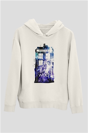 Doctor Who Beyaz Unisex Kapşonlu Sweatshirt