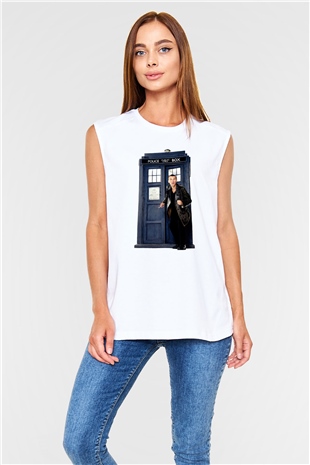 Doctor Who Beyaz Unisex Kolsuz Tişört