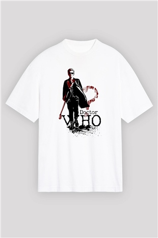 Doctor Who Beyaz Unisex Oversize Tişört T-Shirt
