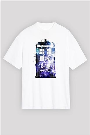 Doctor Who Beyaz Unisex Oversize Tişört T-Shirt