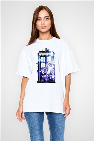 Doctor Who Beyaz Unisex Oversize Tişört T-Shirt