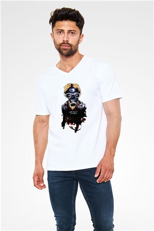 Doctor Who Beyaz Unisex V Yaka Tişört T-Shirt