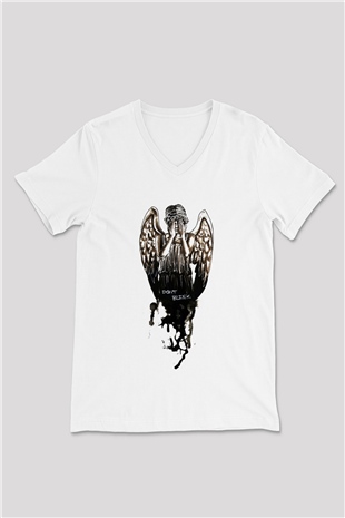 Doctor Who Beyaz Unisex V Yaka Tişört T-Shirt