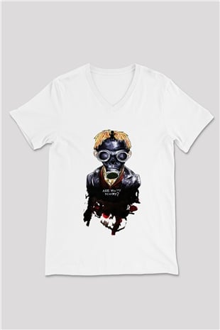 Doctor Who Beyaz Unisex V Yaka Tişört T-Shirt