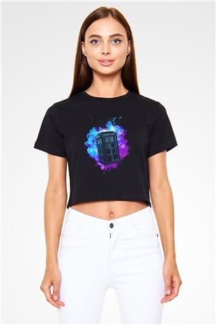 Doctor Who Siyah  Crop Top Tişört