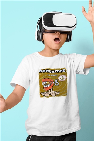 Dog Eat Dog Baskılı Unisex Beyaz Çocuk Tişört
