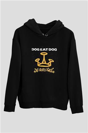 Dog Eat Dog Baskılı Unisex Siyah Hoodie
